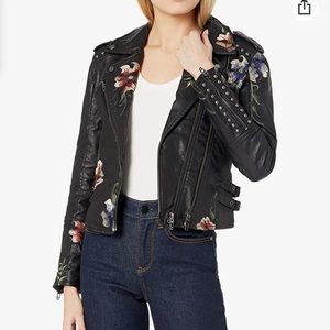 Blanc NYC vegan leather embroidered studded jacket size M